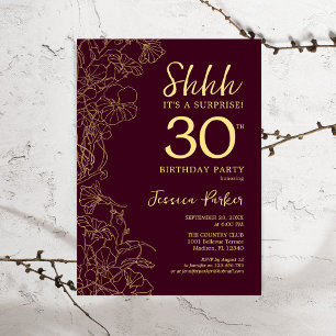 Invitation Bourgogne Gold Surprise 30e anniversaire