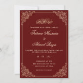 Invitation Bourgogne Gold Vintage Baroque Frame Musulman Mari (Devant)