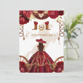 Invitation Bourgogne Gold Western Charro Quinceañera 2 faces (Debout devant)