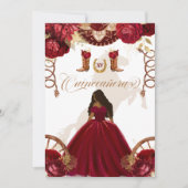 Invitation Bourgogne Gold Western Charro Quinceanera à 2 face (Devant)