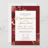 Invitation Bourgogne Gold Western Charro Quinceanera à 2 face (Dos)