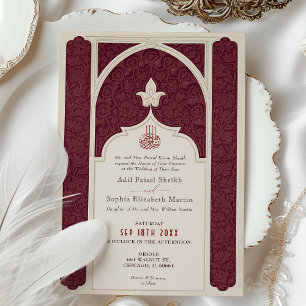 Invitation Bourgogne ivoirien Mariage islamique Ornat Arabesq