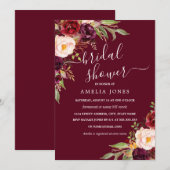 Invitation Bourgogne Ivory Floral Mariage (Devant / Derrière)