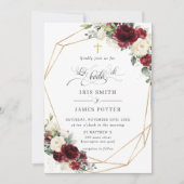 Invitation Bourgogne Ivory Floral Rose Boda Mariage espagnol (Devant)