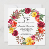 Invitation Bourgogne Jaune Orange Florale 70e anniversaire (Devant)