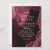Invitation Bourgogne Mariage Agate & Gold Royal Mariage Bordo (Devant)