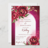 Invitation Bourgogne mariage marron fleurs arche moderne (Devant)