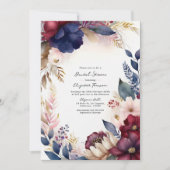 Invitation Bourgogne, Marine, Blush Boho Fête des mariées flo (Devant)