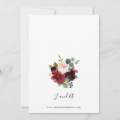 Invitation Bourgogne & Marine, Blush Pink Floral Mariage 2 In (Dos)