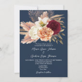 Invitation Bourgogne Marine Code QR Mariage (Devant)