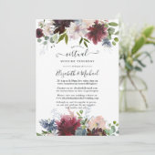Invitation Bourgogne, Marine et Blush Floral Mariage virtuel (Debout devant)