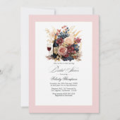 Invitation Bourgogne, Marine et Blush Floral Wine Fête des ma (Devant)