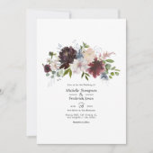 Invitation Bourgogne, Marine et Blush FlorMariage (Devant)