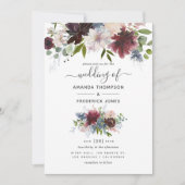 Invitation Bourgogne, Marine et Blush FlorMariage (Devant)