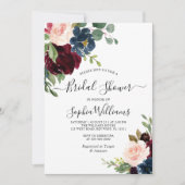Invitation Bourgogne & Marine Floral Bridal Showboat Invitati (Devant)