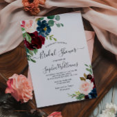 Invitation Bourgogne & Marine Floral Bridal Showboat Invitati