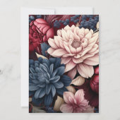 Invitation Bourgogne & Marine Floral Vin Boho Fête des mariée (Dos)