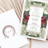 Invitation Bourgogne Marine Rose Bleu Art Nouveau Mucha