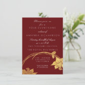 Invitation Bourgogne Marron Champagne Or Floral Rouge (Debout devant)