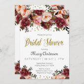 Invitation Bourgogne Marsala Automne Nuptiale Douche Invitati (Devant / Derrière)