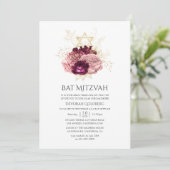 Invitation Bourgogne Marsala Blush Bat mitzvah rose et or (Debout devant)