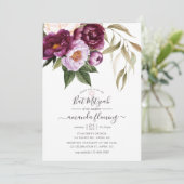 Invitation Bourgogne - Marsala et Bat mitzvah floral Peach (Debout devant)