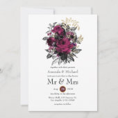 Invitation Bourgogne - Marsala et Gold Floral Mariage (Devant)