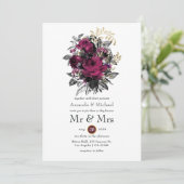 Invitation Bourgogne - Marsala et Gold Floral Mariage (Debout devant)