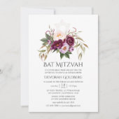 Invitation Bourgogne - Marsala et Peach Bat mitzvah (Devant)