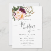 Invitation Bourgogne - Marsala et Peach Floral Wedding Invita (Devant)