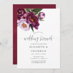 Invitation Bourgogne - Marsala et Peach Mariage Brunch