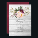 Invitation Bourgogne - Marsala et Peach Rustic Floral Mariage<br><div class="desc">Burgundy et pêche poony aquarelle rustique grange faire-part de mariage conçu pour être rapidement et facilement customisé à vos spécificités de l'événement. Idéal pour un thème ou un mariage de jardin. La photo au verso est facultative. Si vous préférez le supprimer, faites défiler vers le bas de "Personnaliser ce modèle"...</div>