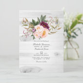 Invitation Bourgogne - Marsala et Peach Rustic Floral Mariage (Debout devant)