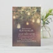 Invitation Bourgogne Marsala Fall Mason Jar Lumières Mariage (Debout devant)