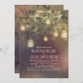 Invitation Bourgogne Marsala Fall Mason Jar Lumières Mariage (Devant / Derrière)