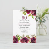 Invitation Bourgogne Marsala Floral 90e anniversaire Invitati (Debout devant)