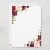 Invitation Bourgogne Marsala Floral Baptism Gold Frame (Dos)