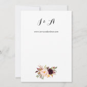 Invitation Bourgogne Marsala Floral Mariage 3 Blanc (Dos)