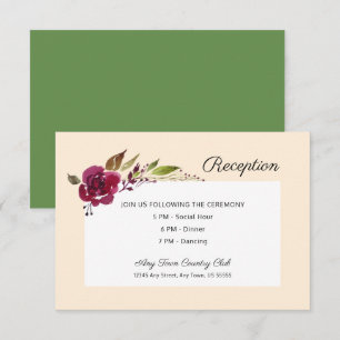 Invitation Bourgogne Marsala Floral Réception de Mariage