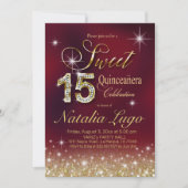 Invitation Bourgogne Marsala Gold Parties scintillant Sweet 1 (Devant)