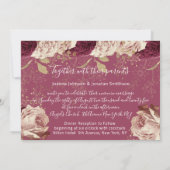 Invitation Bourgogne Marsala Mariage Rose rose Roses Floral (Dos)