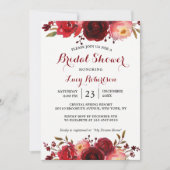 Invitation Bourgogne Marsala Roses rouges Fête des mariées fl (Devant)