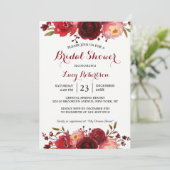 Invitation Bourgogne Marsala Roses rouges Fête des mariées fl (Debout devant)