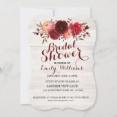 Invitation Bourgogne Marsala Roses rouges Fête des mariées fl (Devant)