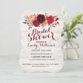 Invitation Bourgogne Marsala Roses rouges Fête des mariées fl (Debout devant)