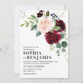 Invitation Bourgogne Marsala Rouge Blush Rose géométrique Flo (Devant)