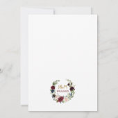 Invitation Bourgogne Merlot & Fleurs Bleu Marine Mariage (Dos)