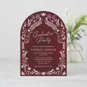 Invitation Bourgogne Mexicaine Papel Picado Photo Graduation (Debout devant)