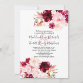 Invitation Bourgogne moderne & Blush Floral Wedding Invitatio (Devant)
