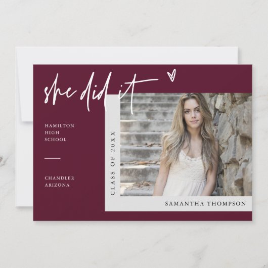 Invitation Bourgogne Moderne Boho Elle L'A Fait Grad Photo In (Devant)